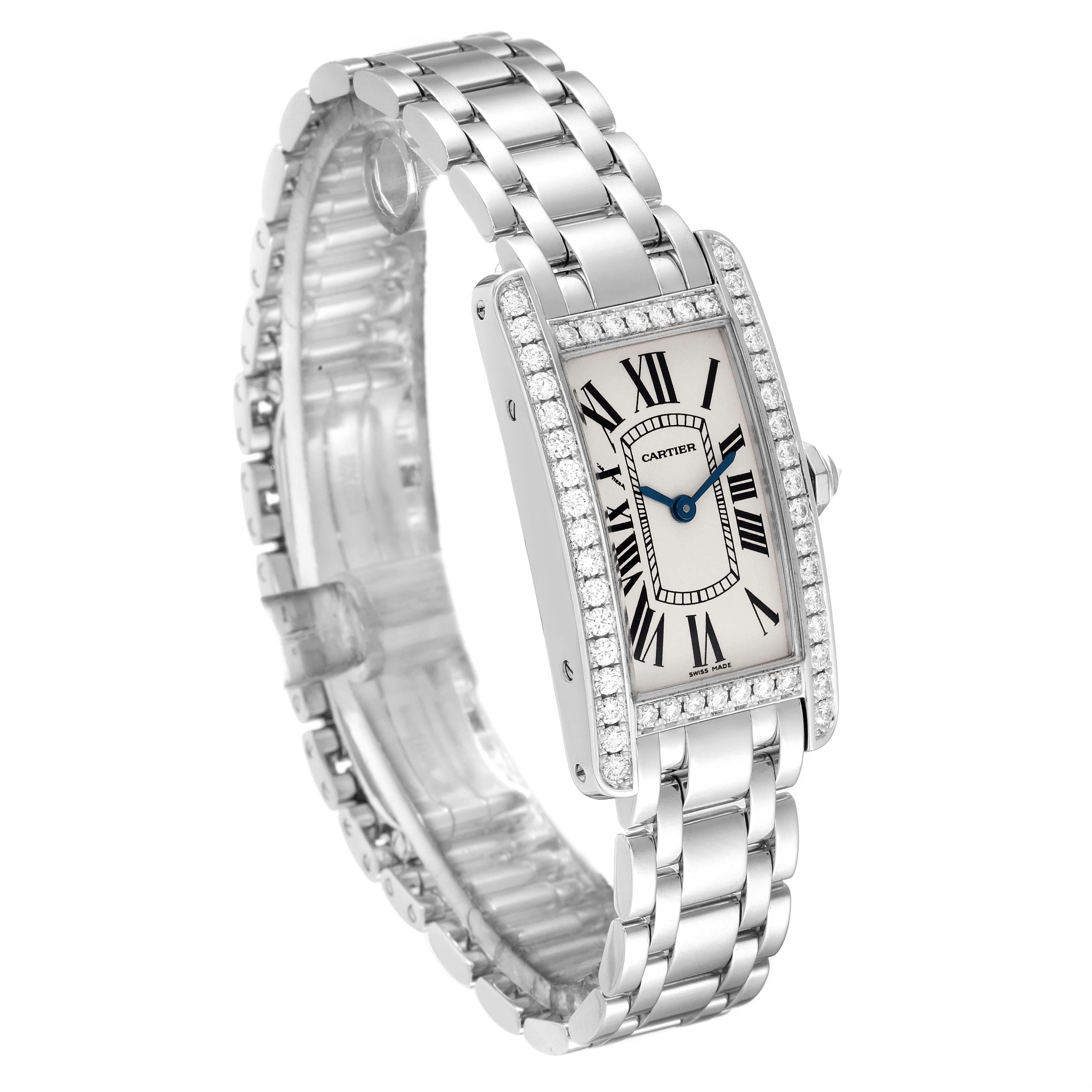 Cartier Tank Americaine White Gold Diamond Ladies Watch WB7073L1 In Excellent Condition In Atlanta, GA