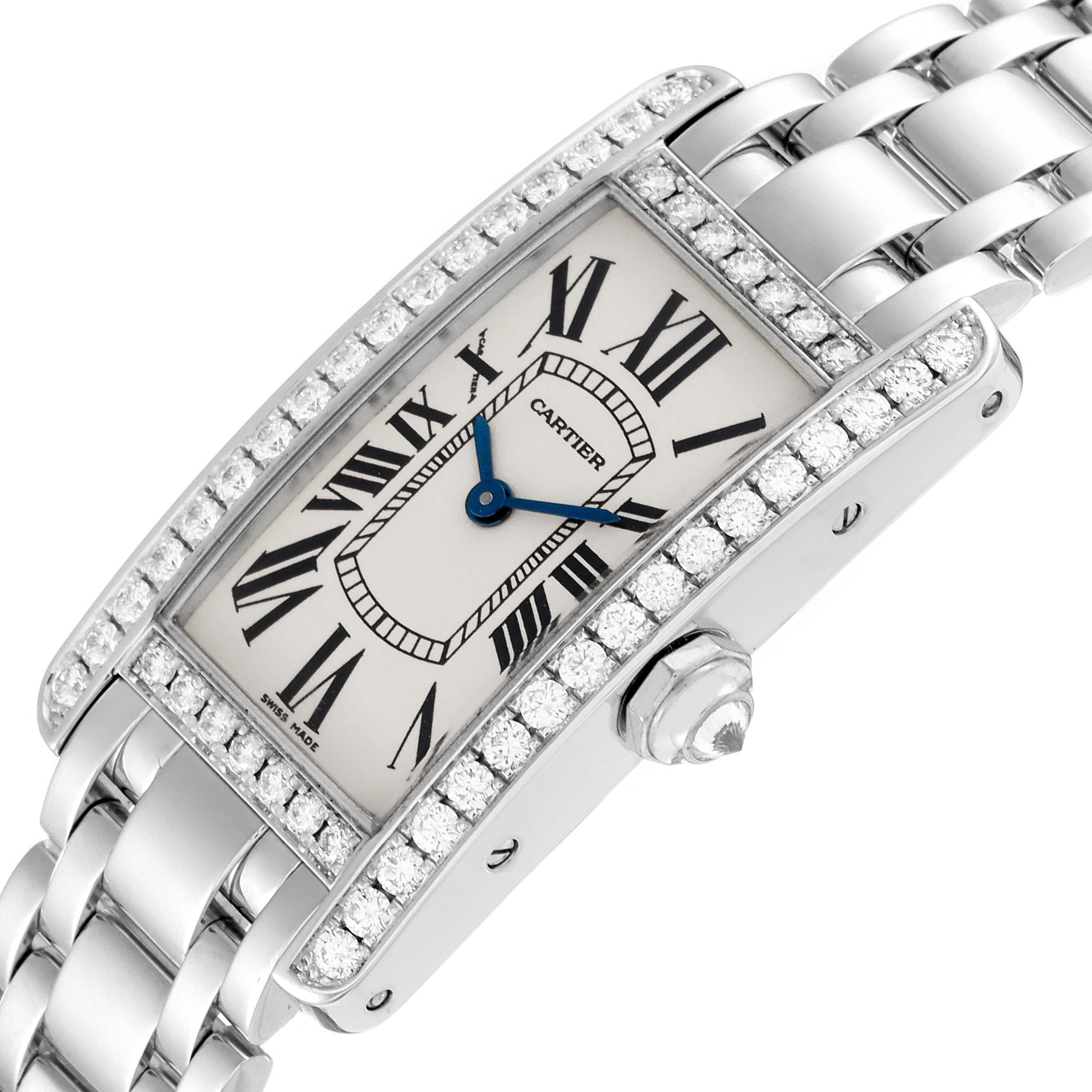 Cartier Tank Americaine White Gold Diamond Ladies Watch WB7073L1 1