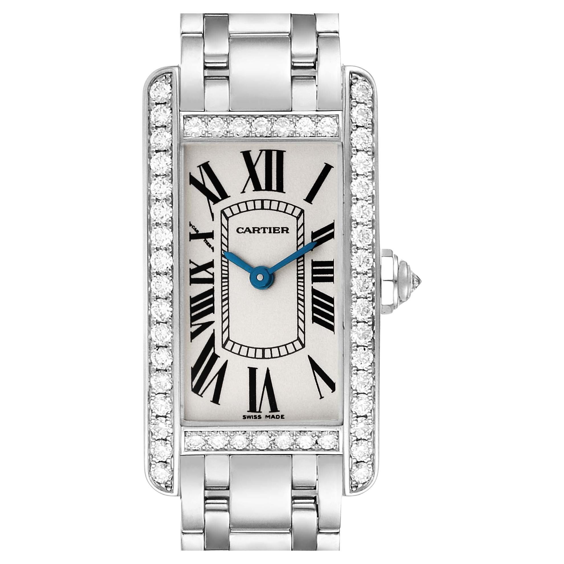 Cartier Tank Americaine White Gold Diamond Ladies Watch WB7073L1