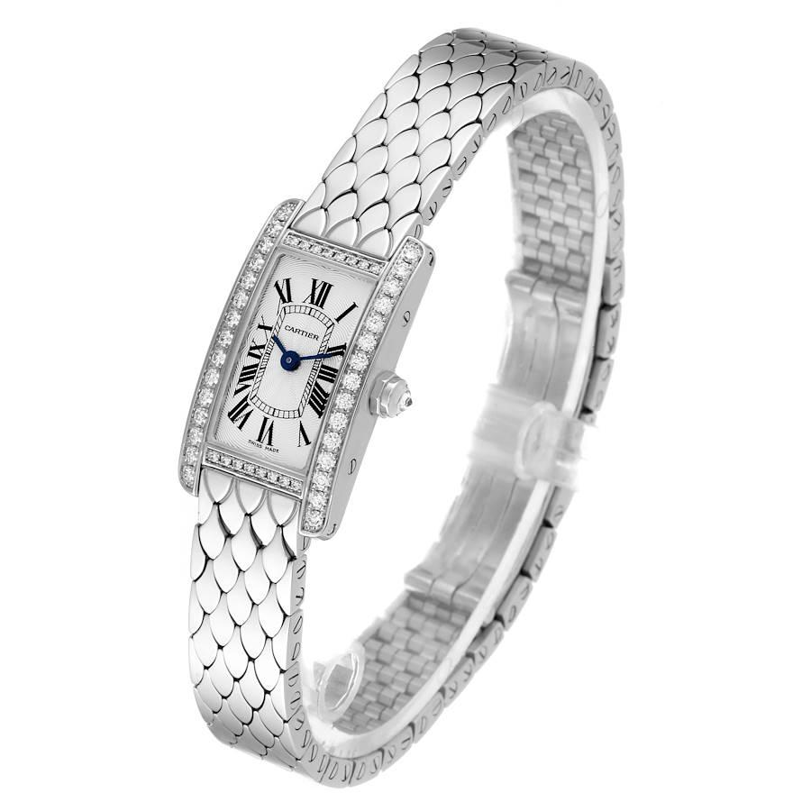 Women's Cartier Tank Americaine White Gold Diamond Ladies Watch WB710013 Box Card For Sale