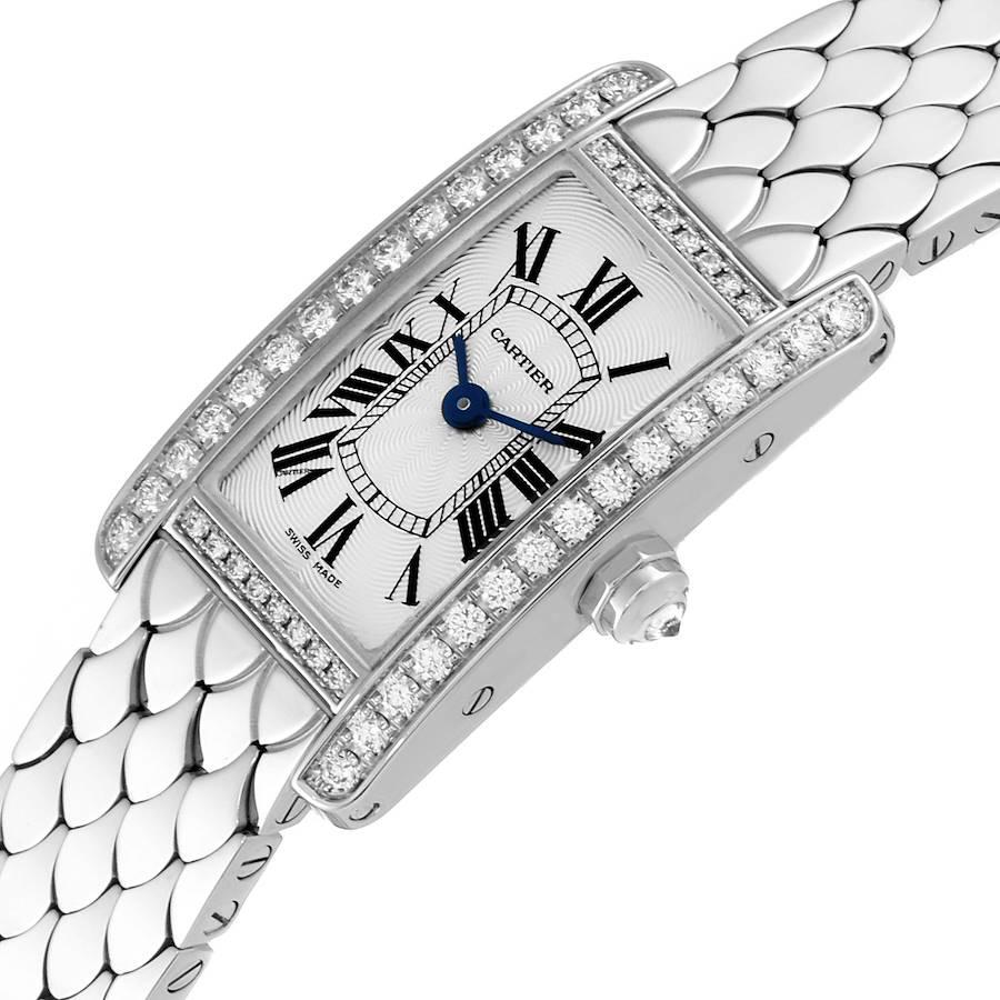Cartier Tank Americaine White Gold Diamond Ladies Watch WB710013 Box Card For Sale 1