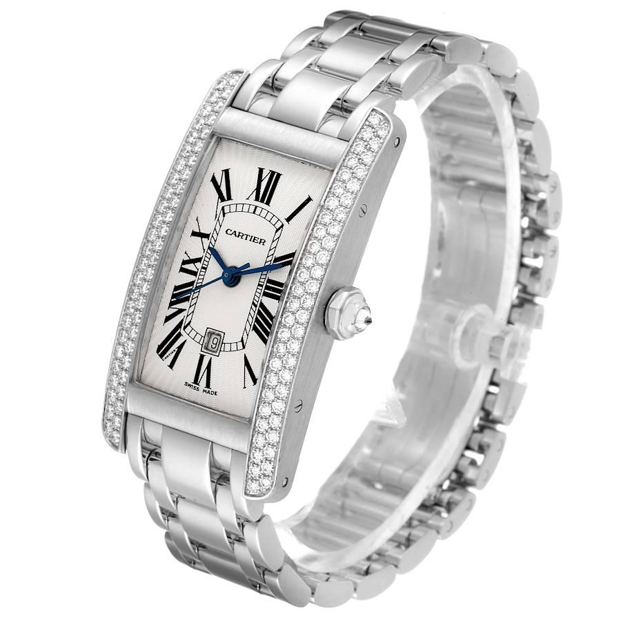 Men's Cartier Tank Americaine White Gold Diamond Mens Watch WB7026L1 For Sale