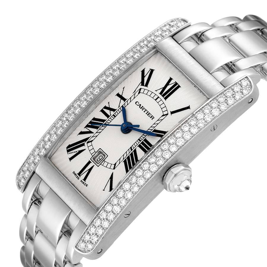 Cartier Tank Americaine White Gold Diamond Mens Watch WB7026L1 For Sale 1