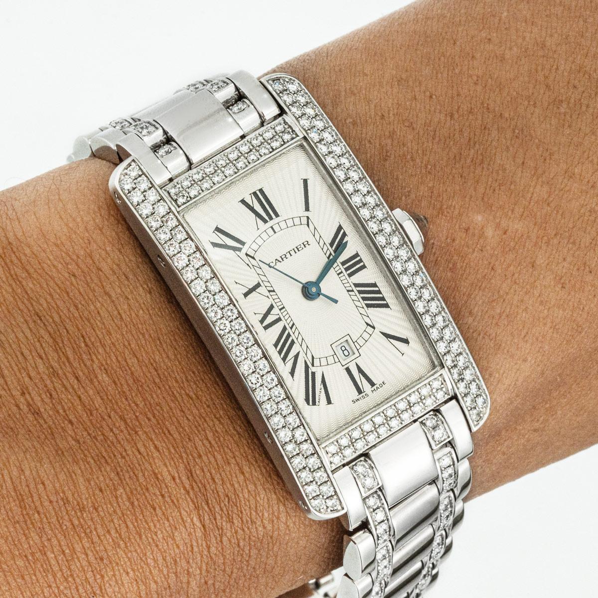 Modern Cartier Tank Americaine White Gold Diamond Set 2490