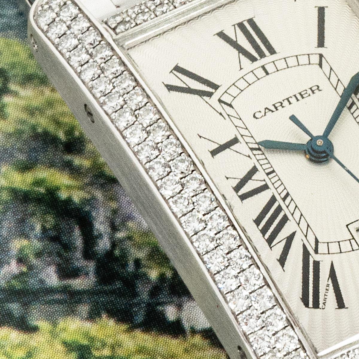 Rough Cut Cartier Tank Americaine White Gold Diamond Set 2490