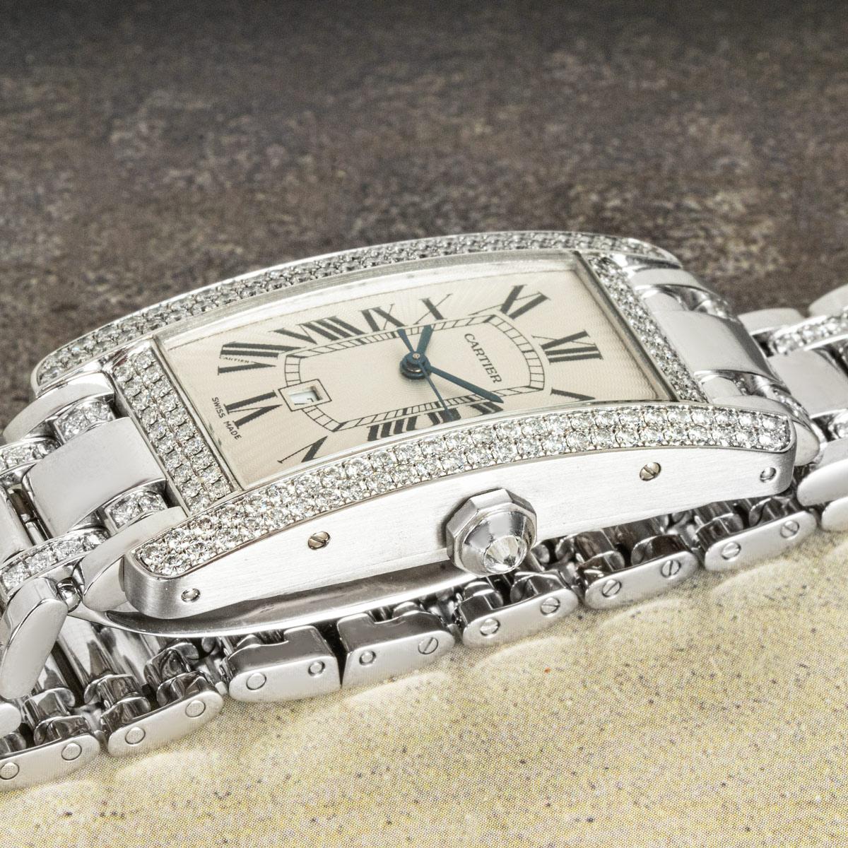 Cartier Tank Americaine White Gold Diamond Set 2490 In Good Condition In London, GB