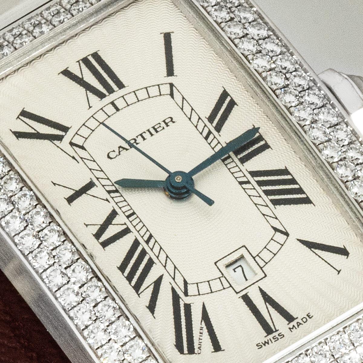 Women's or Men's Cartier Tank Americaine White Gold Diamond Set 2490