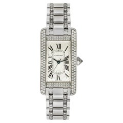 Cartier Tank Americaine Oro Blanco Engastado con Diamantes 2490