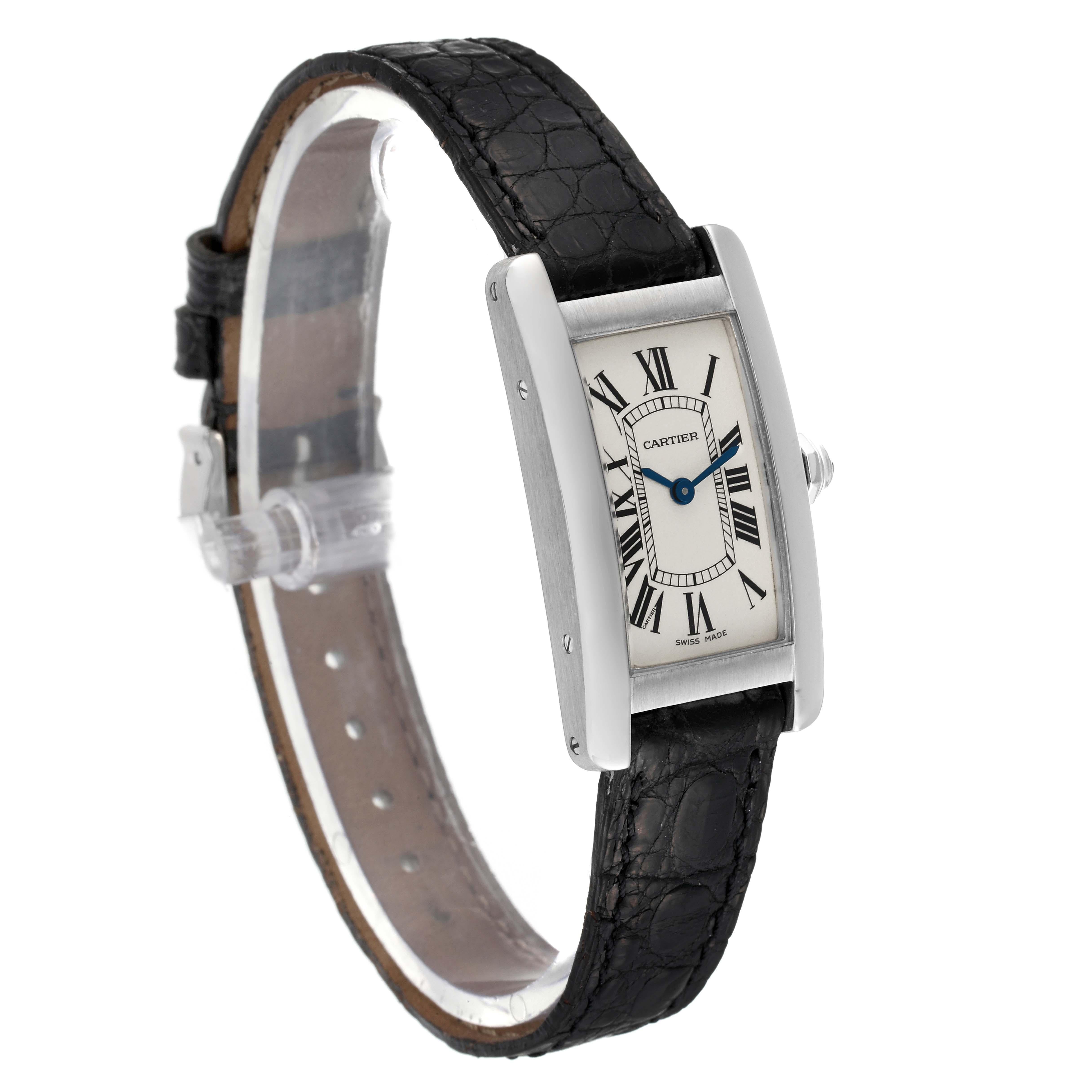 Cartier Tank Americaine White Gold Silver Dial Ladies Watch W2601956 In Excellent Condition In Atlanta, GA