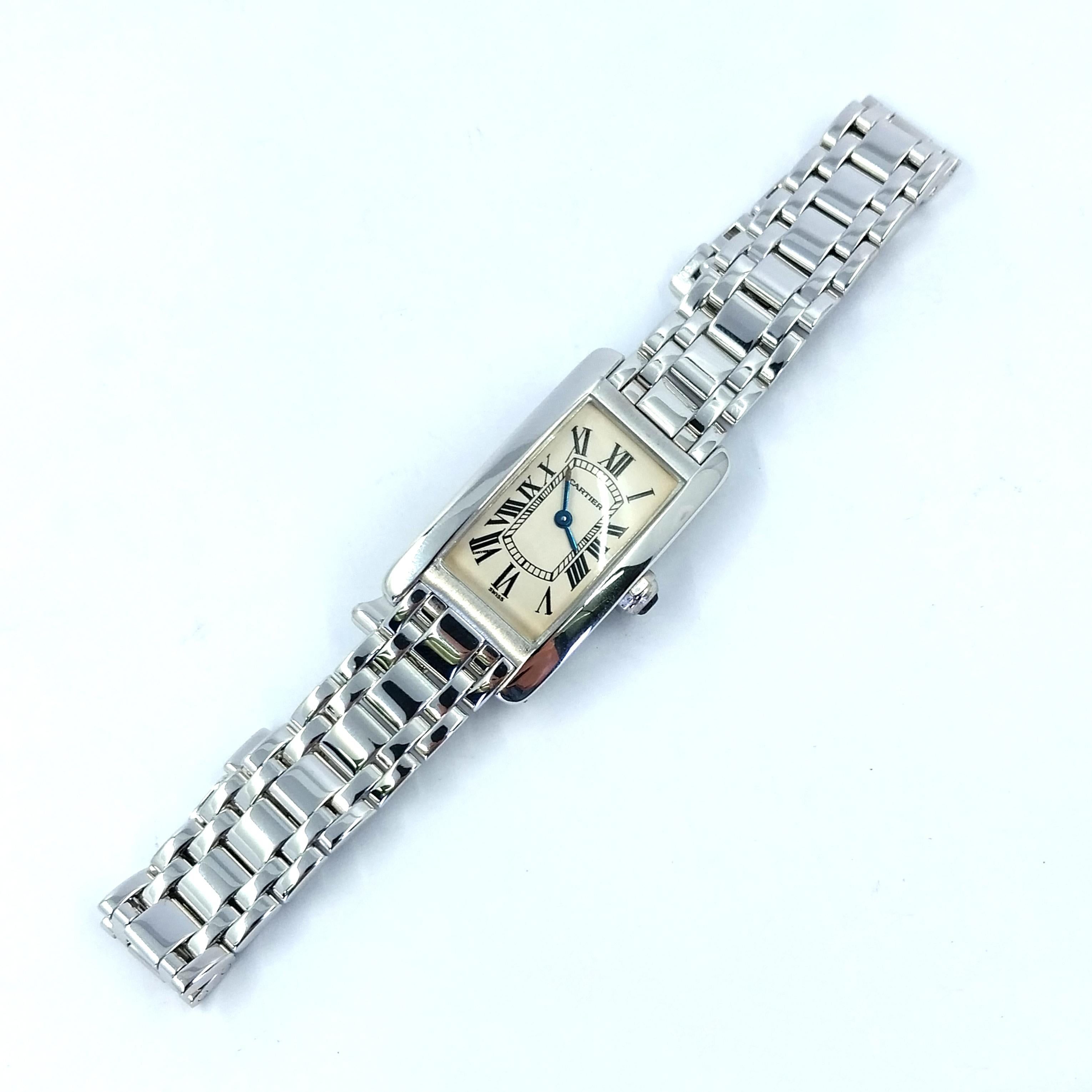 Cartier: Weißgold-Uhr Tank Americaine 1