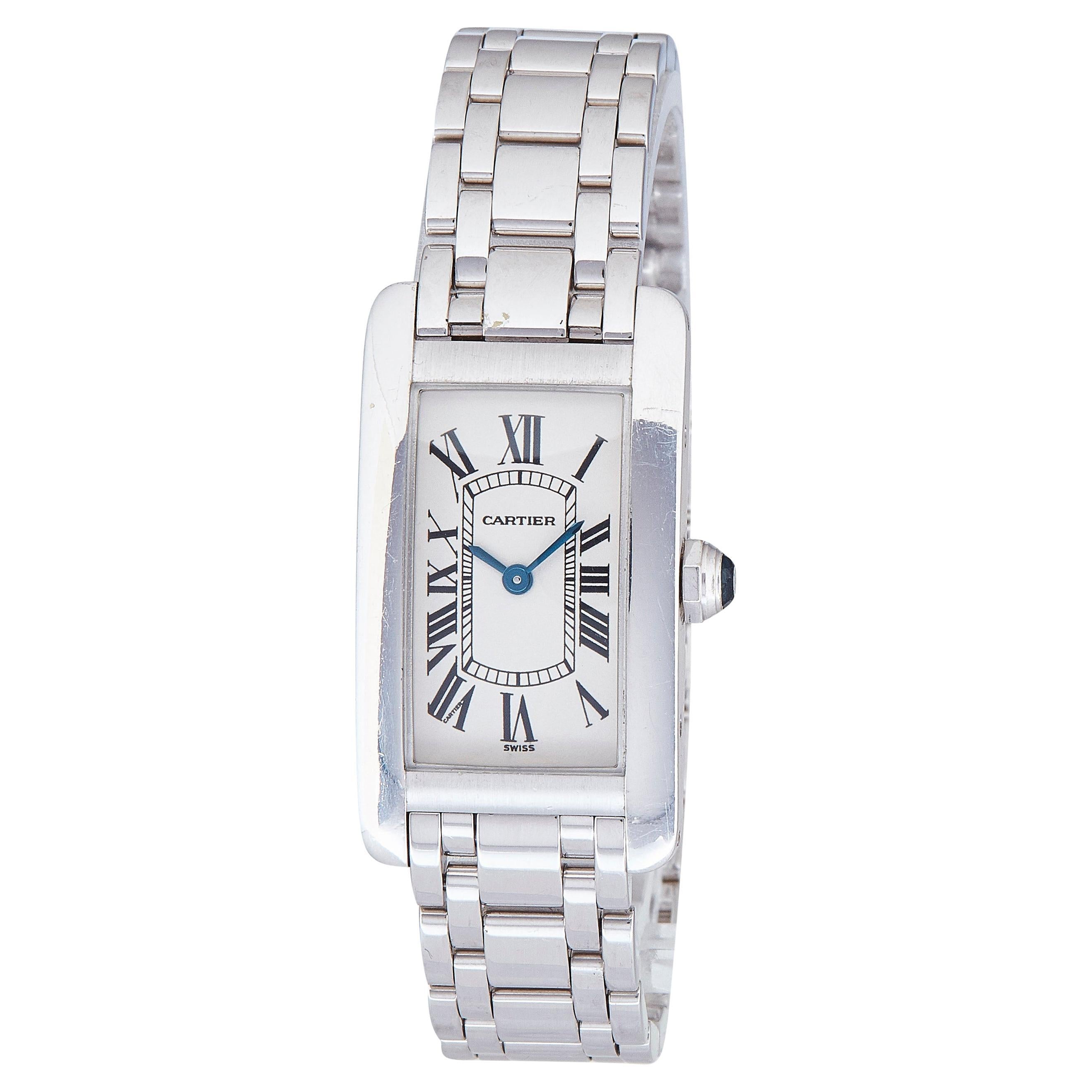 Cartier Tank Americaine White Gold Wristwatch For Sale