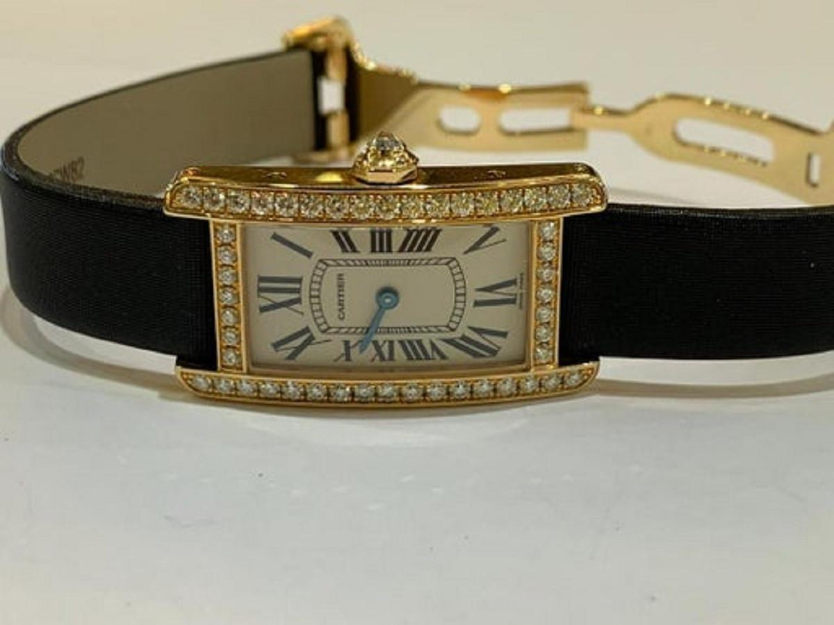 Cartier Tank Americaine WJTA0002, Off-White Dial, Certified and Warranty In Excellent Condition In Miami, FL