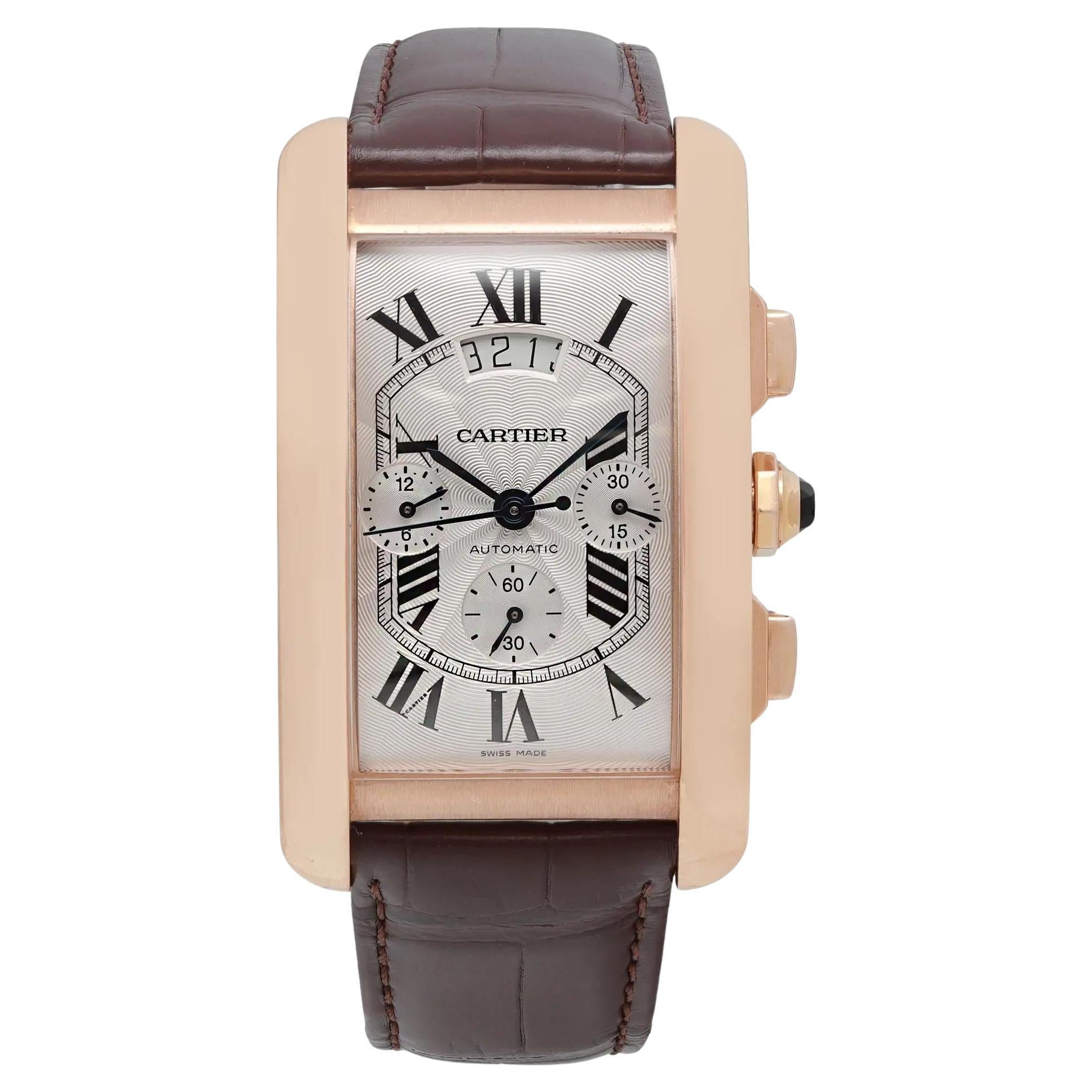 Cartier Tank Americaine XL 18k Rose Gold Silver Dial Automatic Watch W2610751