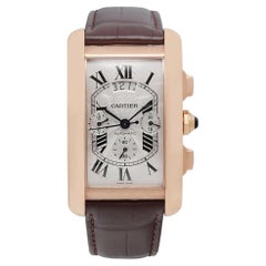 Cartier Tank Americaine XL Montre automatique en or rose 18 carats avec cadran argenté W2610751