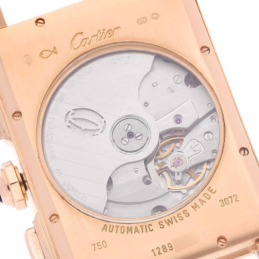 Cartier Tank Americaine XL Chronograph 18K Rose Gold Watch W2610751 Box Card For Sale 1