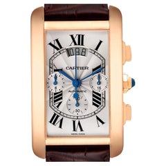Cartier Tank Americaine XL Chronograph 18K Rose Gold Watch W2610751 Box Card