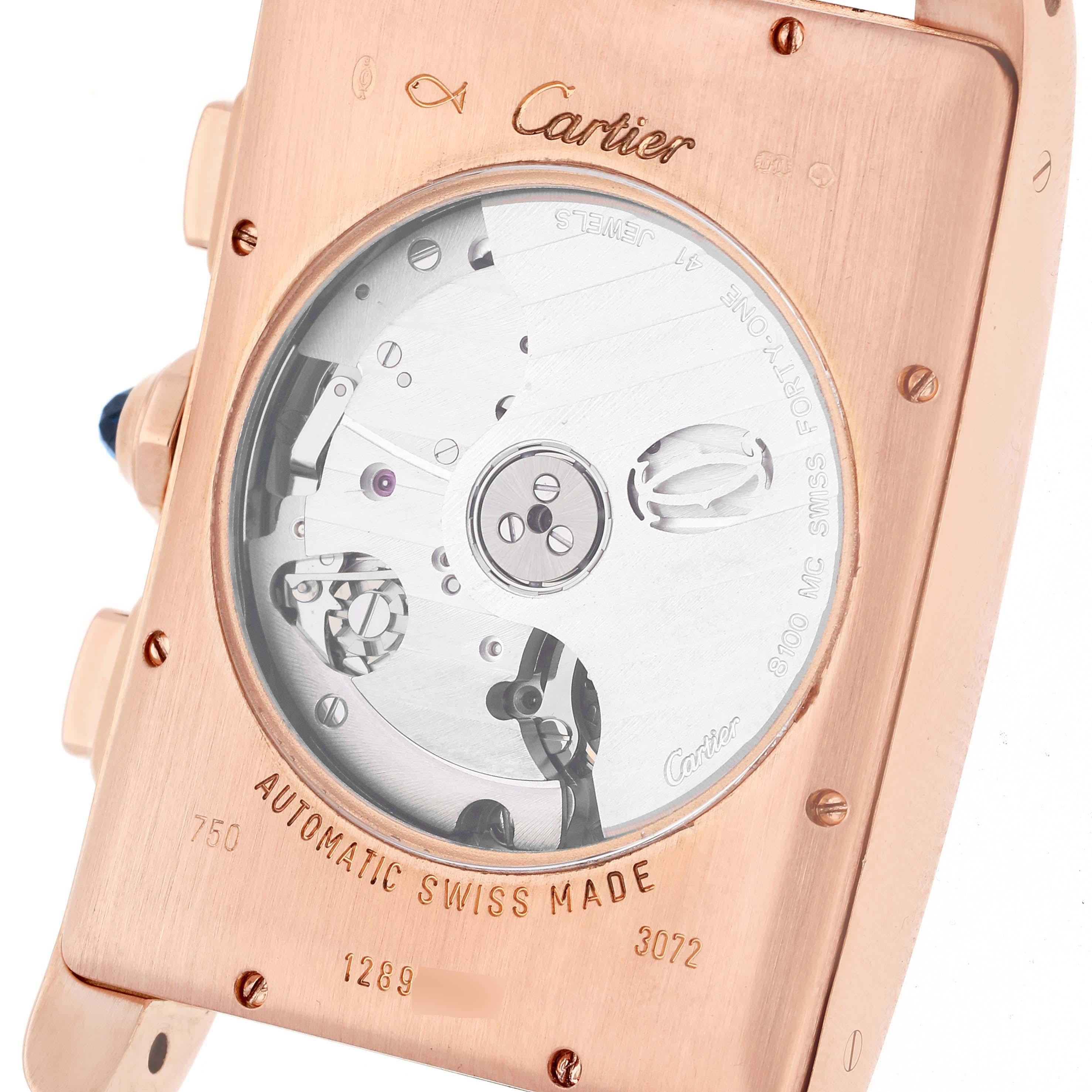 Cartier Tank Americaine XL Chronograph Rose Gold Mens Watch W2610751 Box Card 1