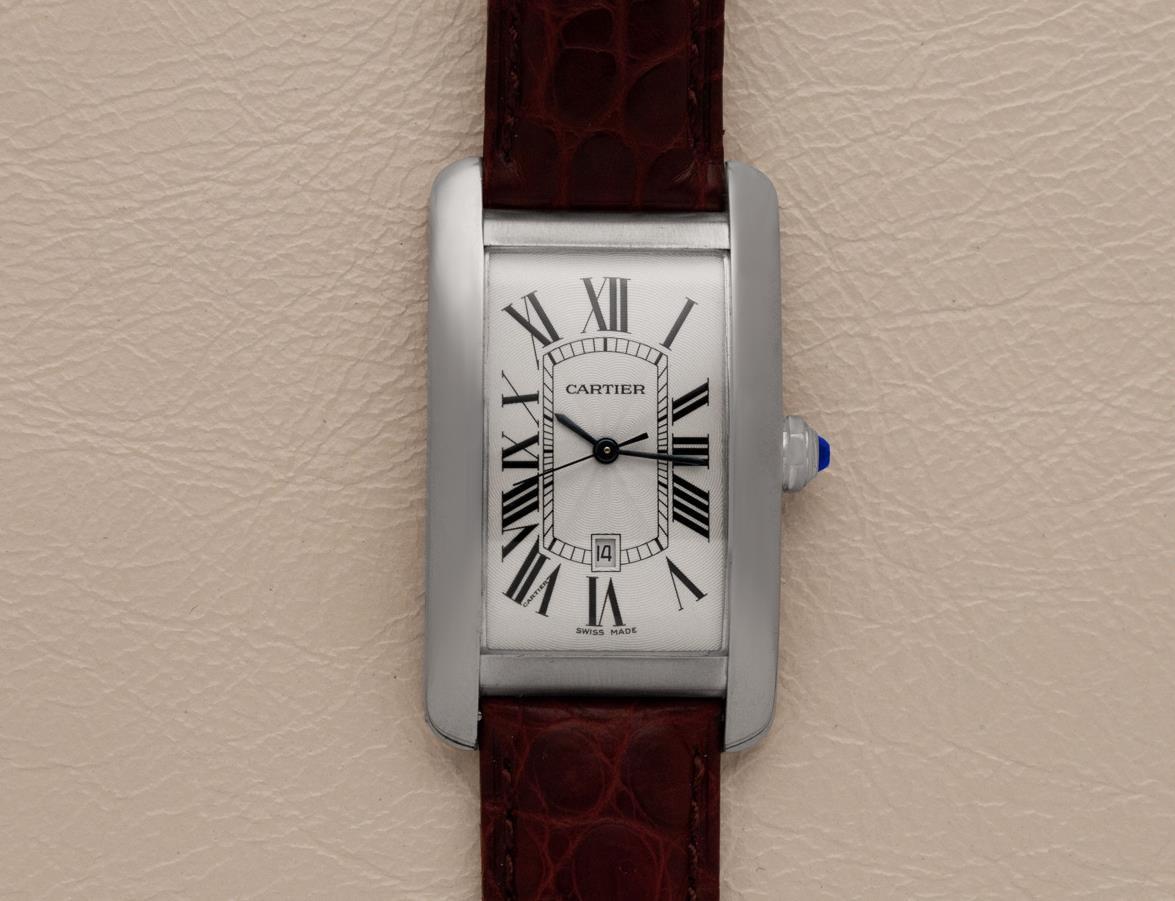 Montre Homme Cartier Tank Americaine XL, Réf. 1741 - Or blanc 18 carats en vente 4