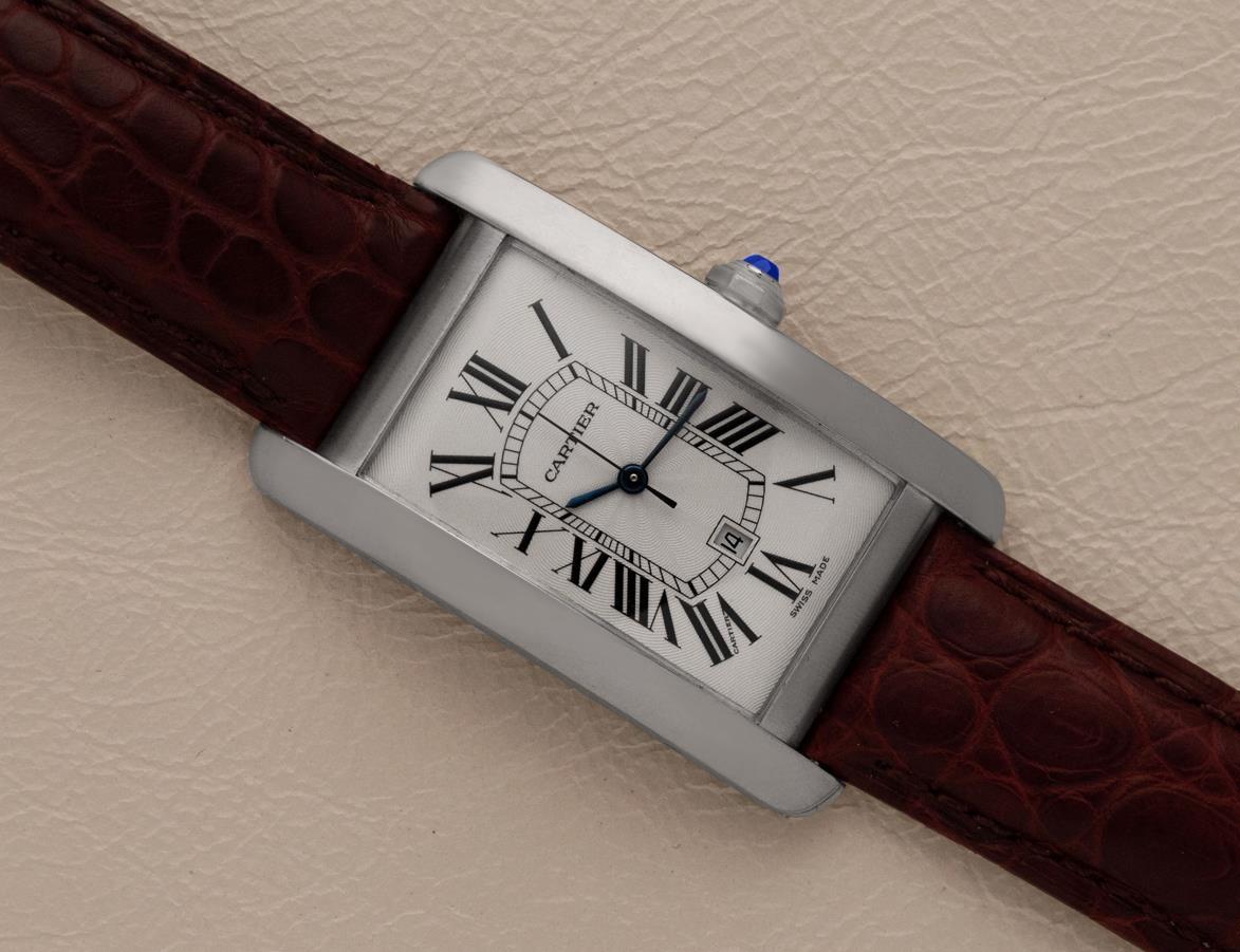 Montre Homme Cartier Tank Americaine XL, Réf. 1741 - Or blanc 18 carats en vente 5