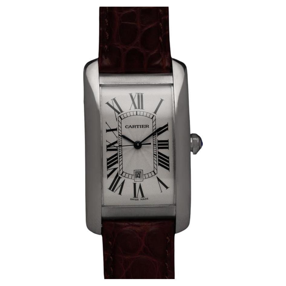 Cartier Tank Americaine XL Mens Watch, Ref. 1741 - 18K White Gold