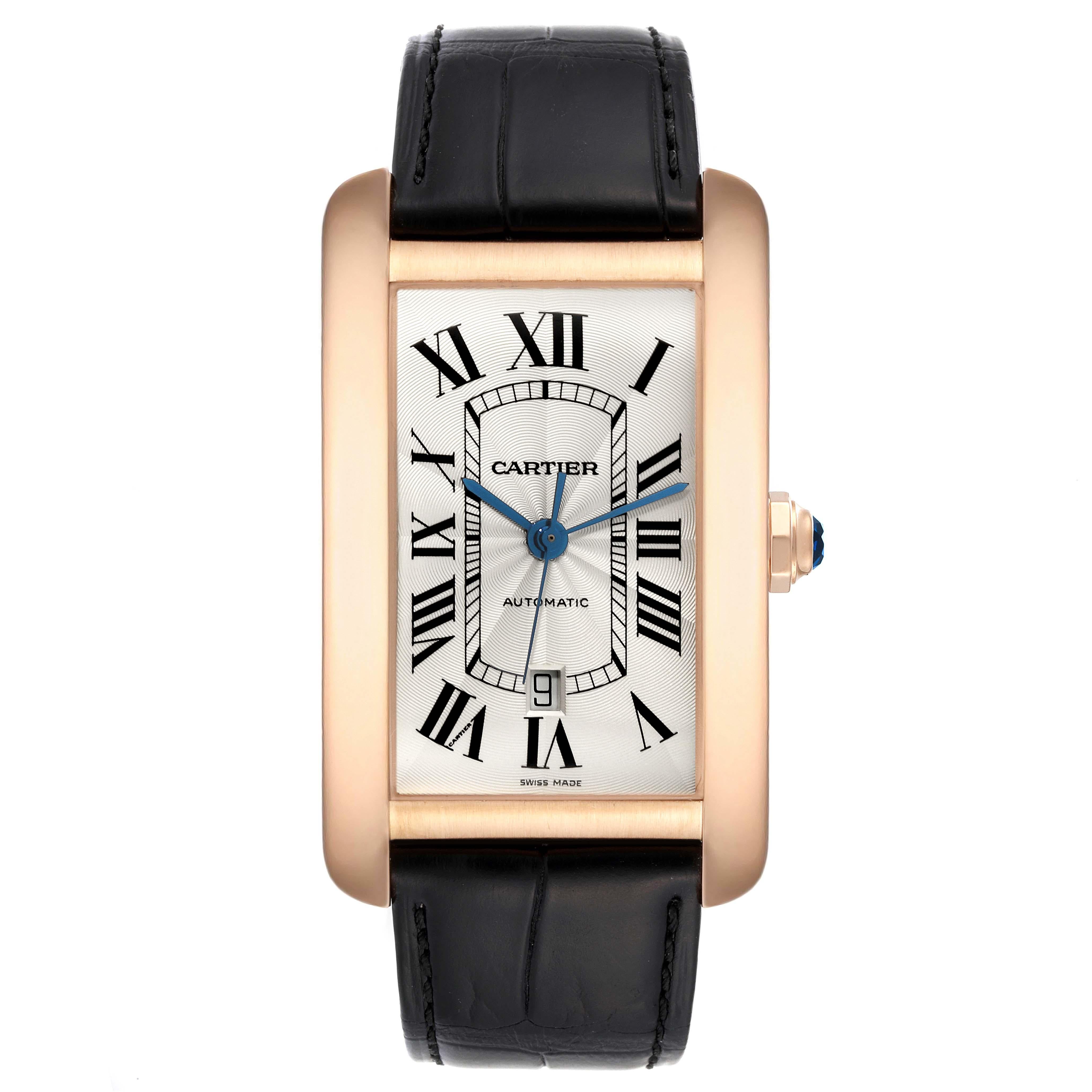 Men's Cartier Tank Americaine XL Rose Gold Automatic Mens Watch W2609856