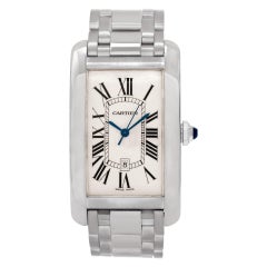 Cartier Montre Tank Americaine XL en or blanc 18 carats avec cadran blanc