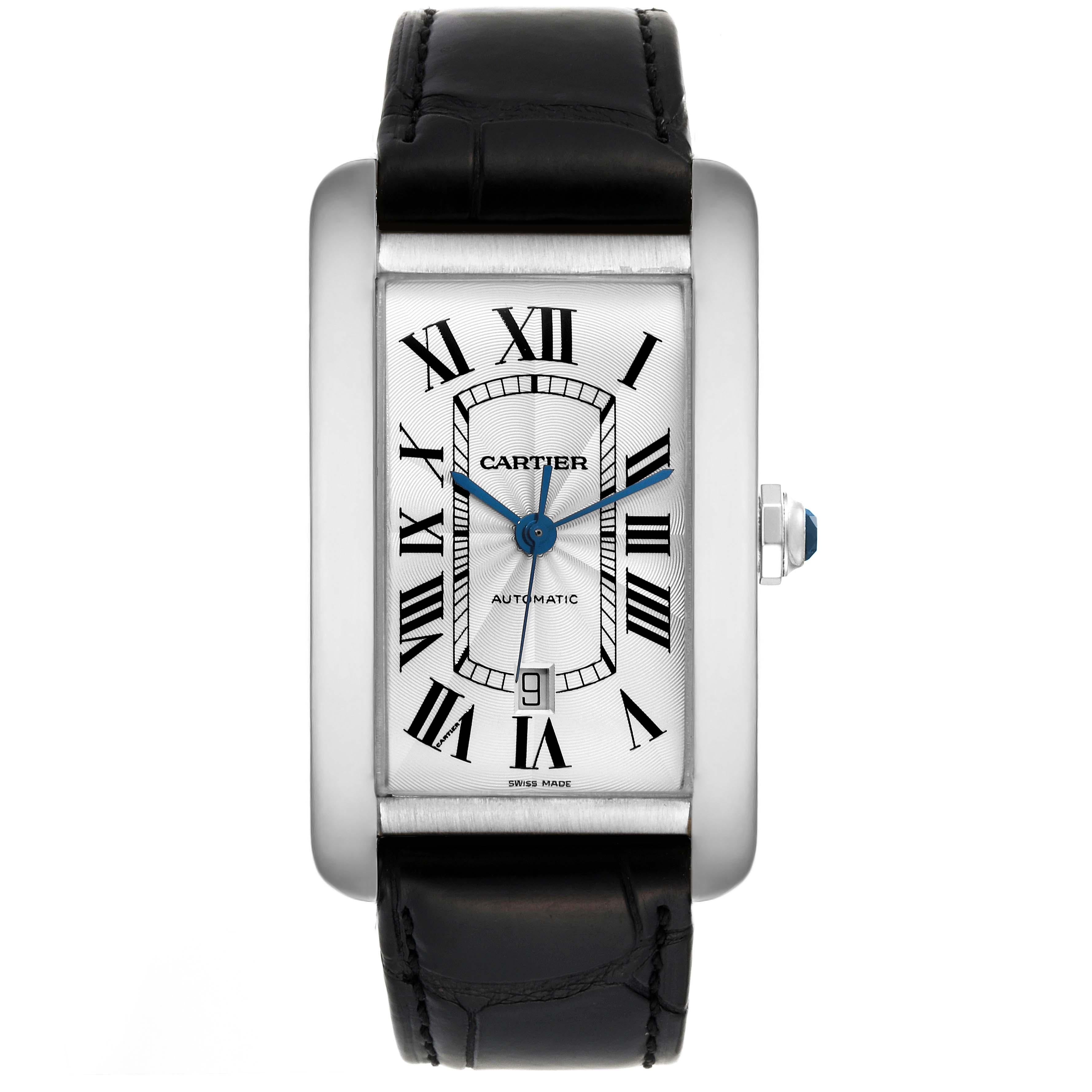 Cartier Tank Americaine XL White Gold Mens Watch W2609956 In Excellent Condition In Atlanta, GA