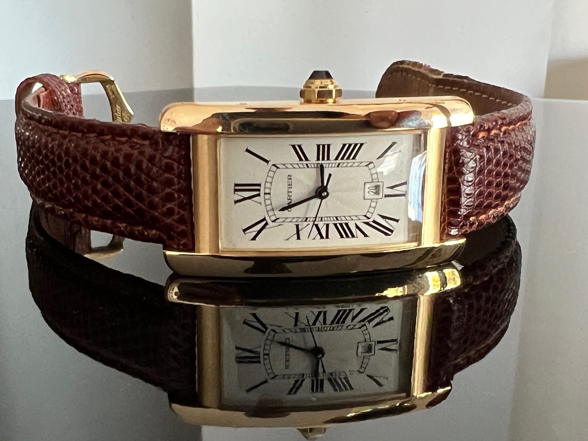 Cartier Tank Americaine Yellow Gold Automatic 1725 For Sale 4