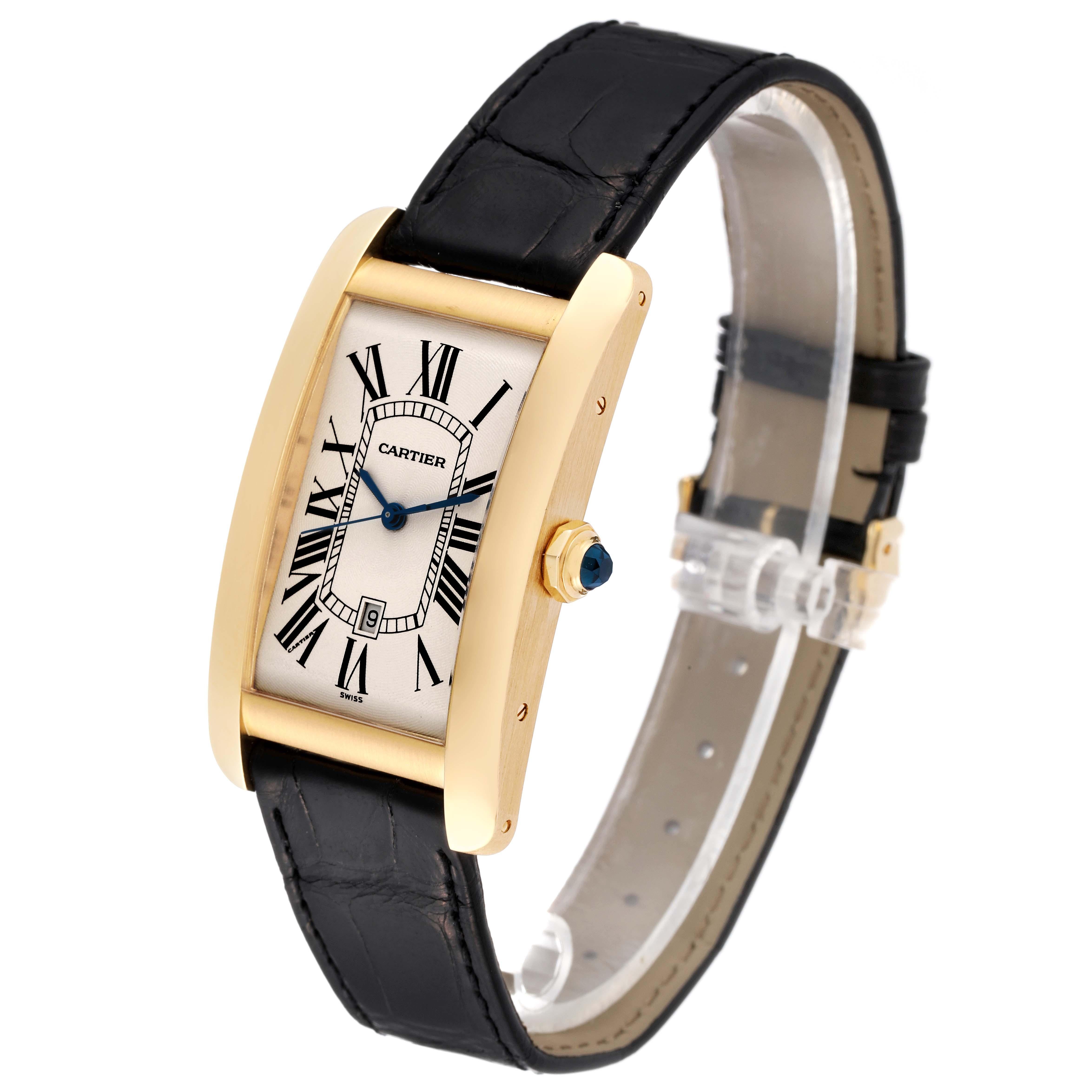 Cartier Tank Americaine Yellow Gold Automatic Mens Watch W2603156 Box Papers 6