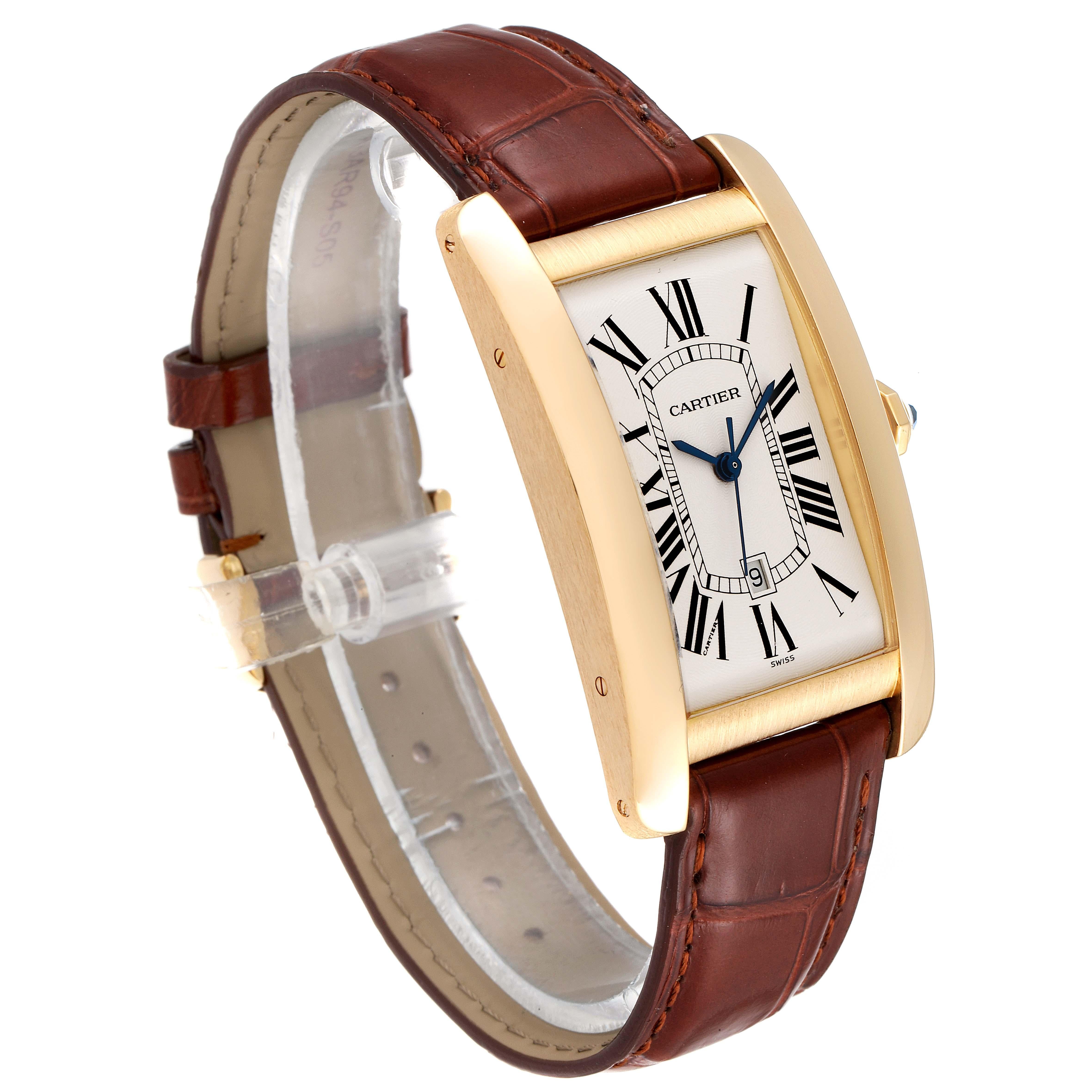Men's Cartier Tank Americaine Yellow Gold Automatic Mens Watch W2603156 For Sale