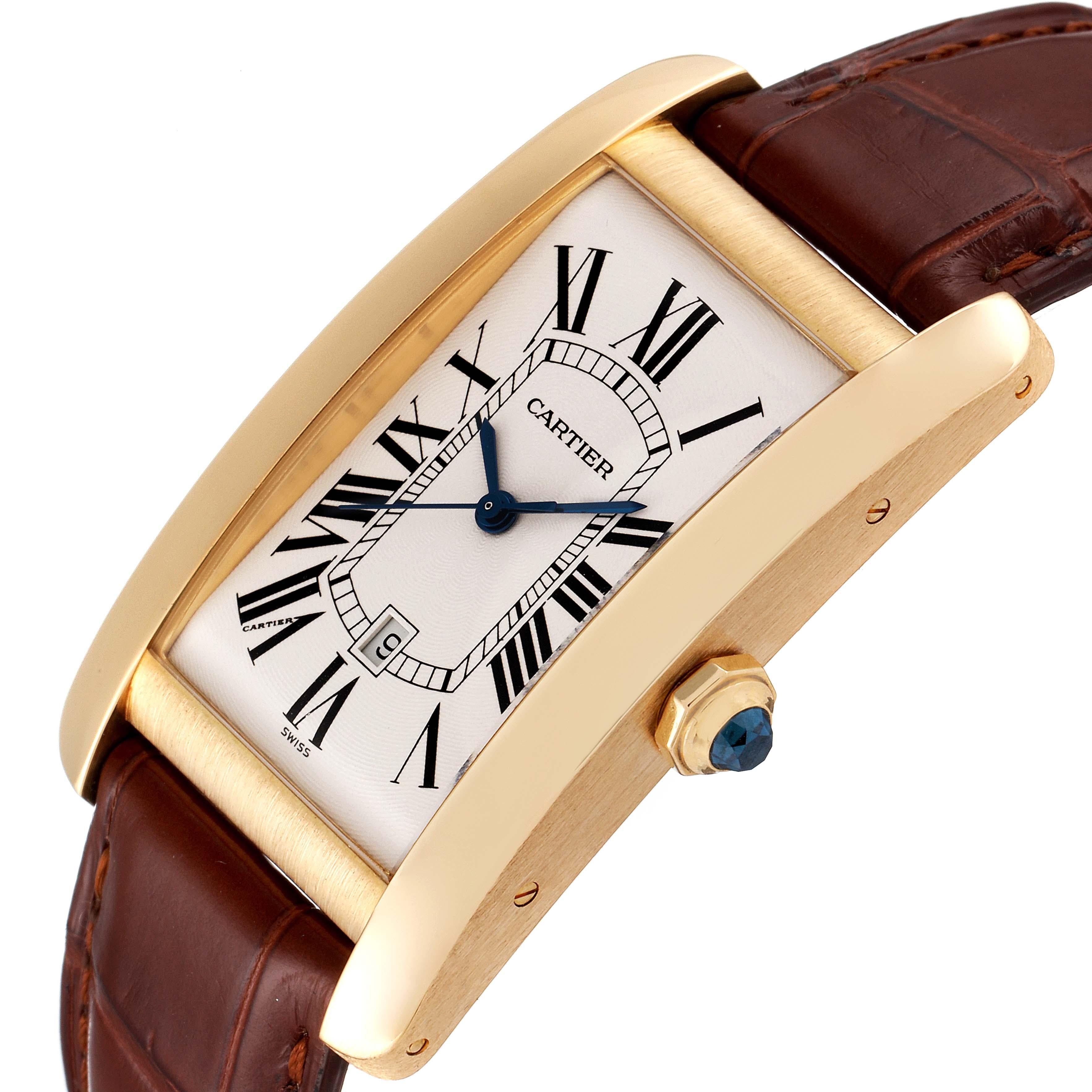 Cartier Tank Americaine Yellow Gold Automatic Mens Watch W2603156 For Sale 2