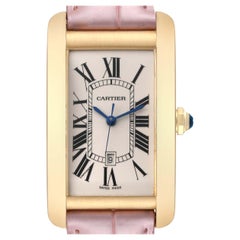 Used Cartier Tank Americaine Yellow Gold Automatic Mens Watch W2603156