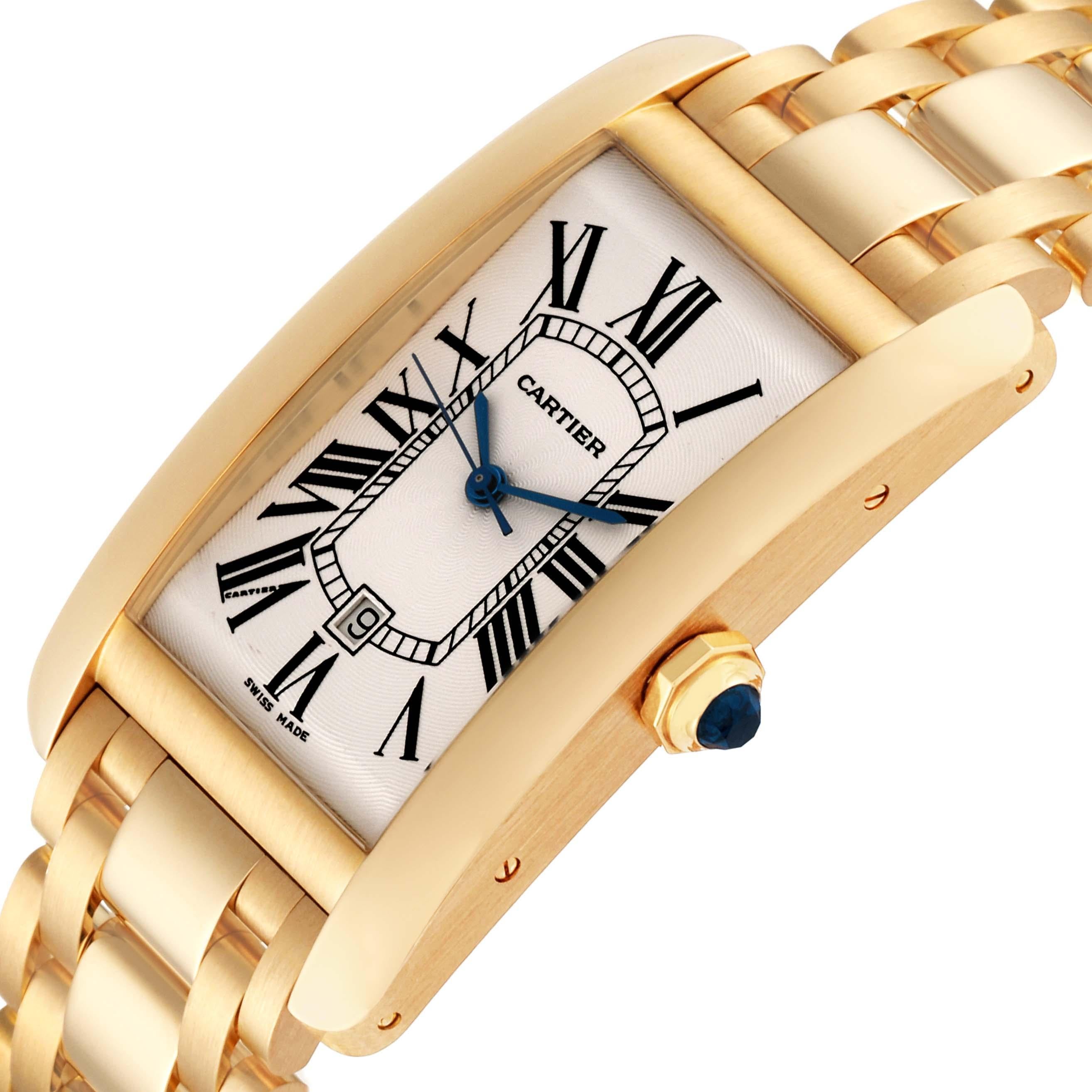 Cartier Tank Americaine Yellow Gold Automatic Mens Watch W26054K2 For Sale 1