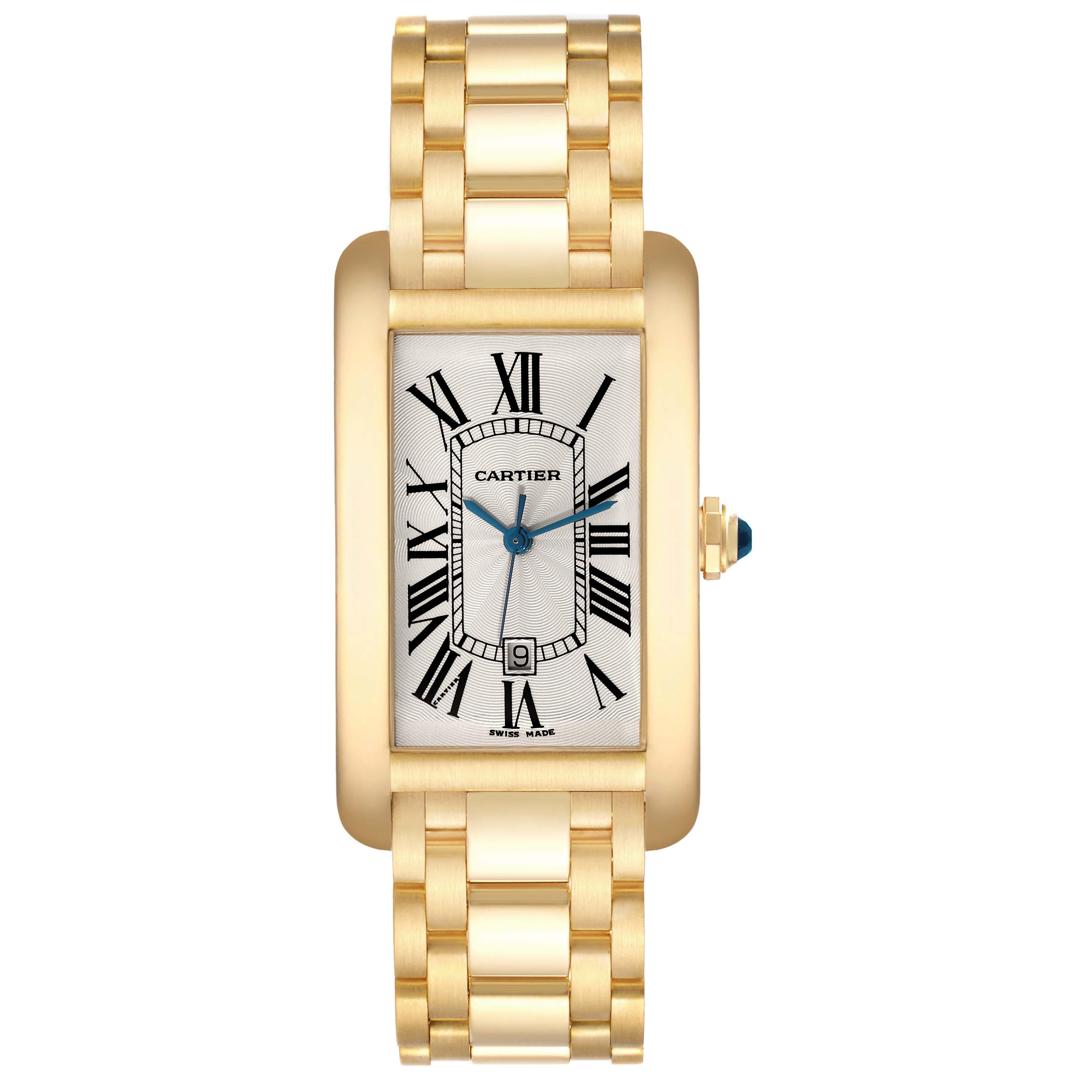 Cartier Tank Americaine Yellow Gold Automatic Mens Watch W26054K2 For Sale 2