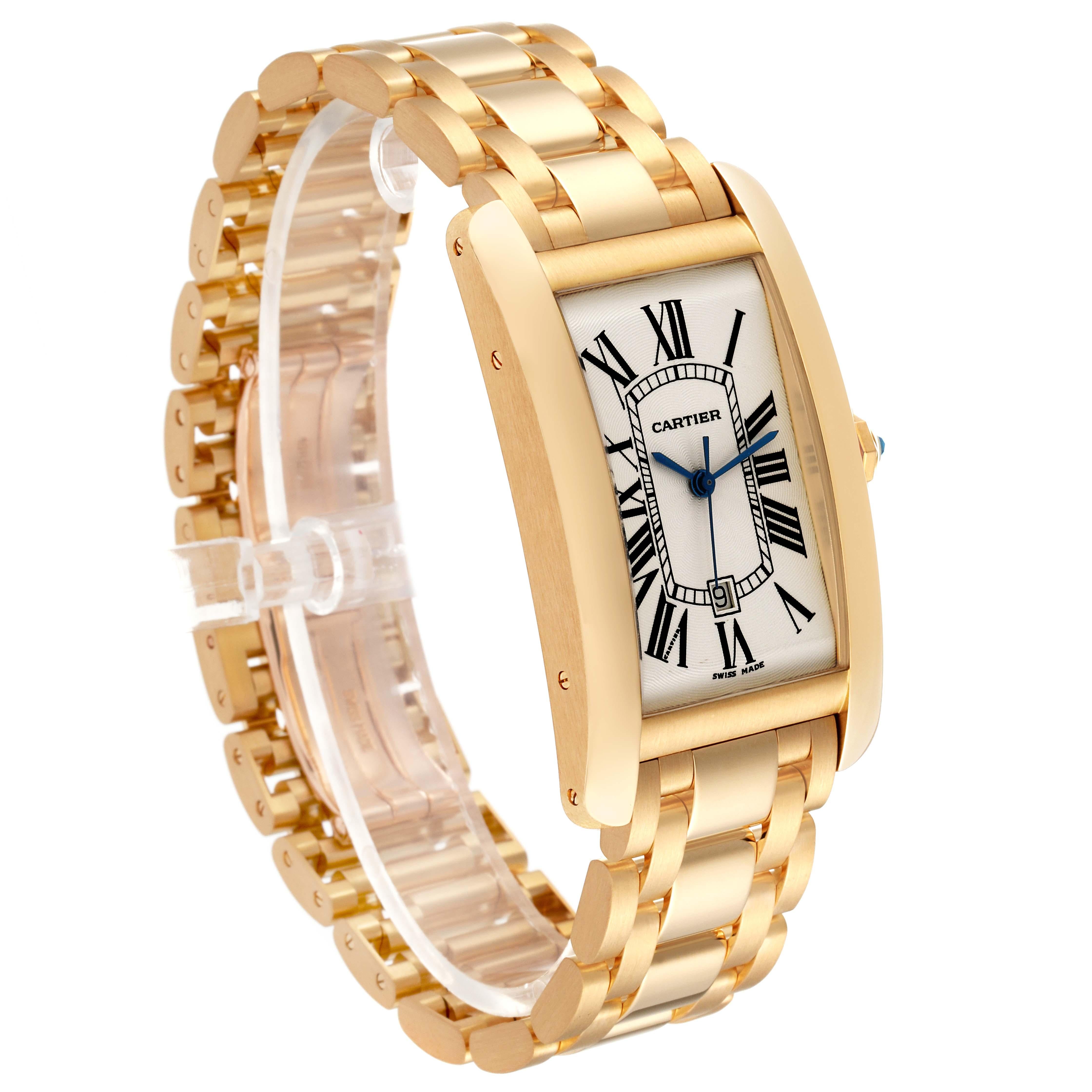 Cartier Tank Americaine Yellow Gold Automatic Mens Watch W26054K2 For Sale 4