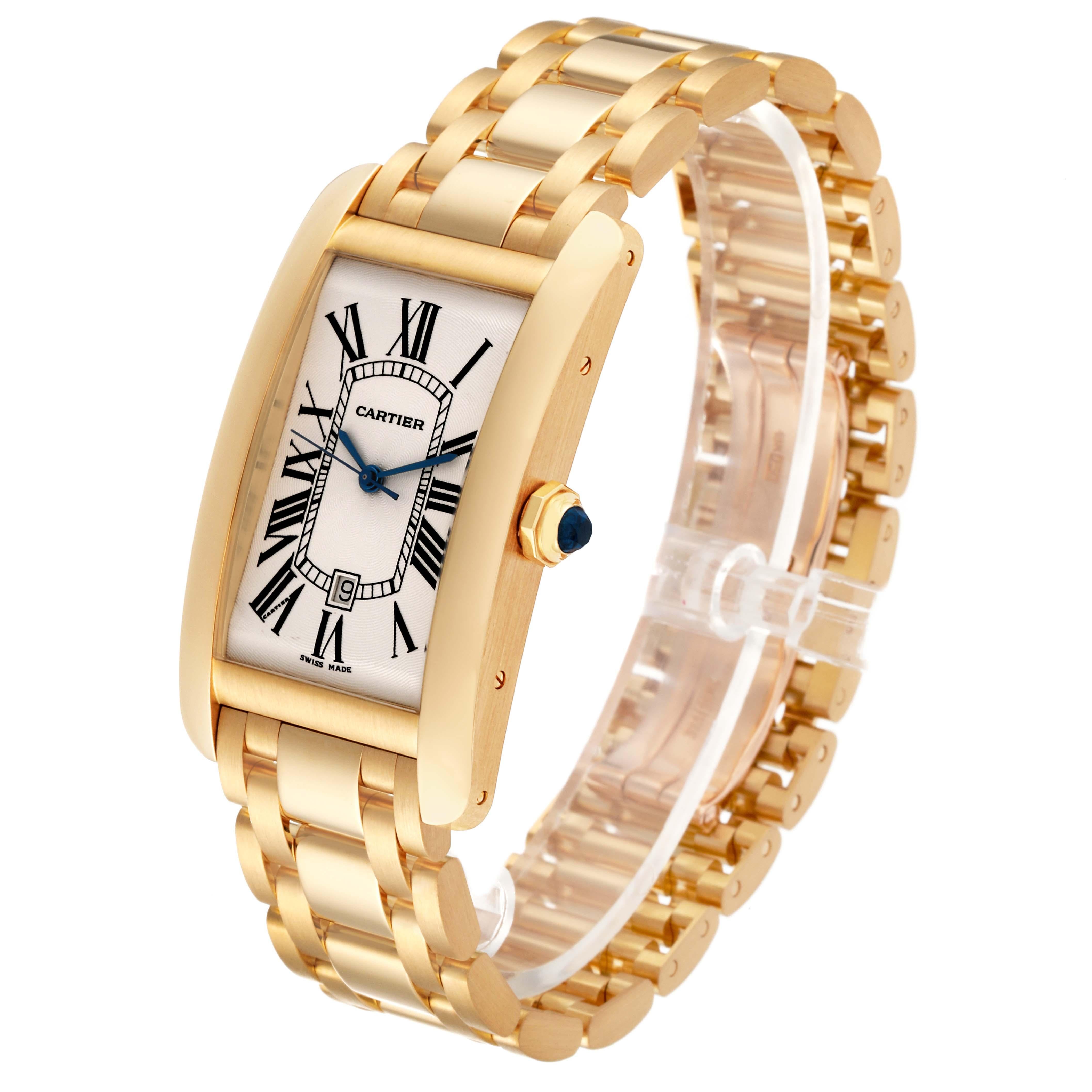 Cartier Tank Americaine Yellow Gold Automatic Mens Watch W26054K2 For Sale 5