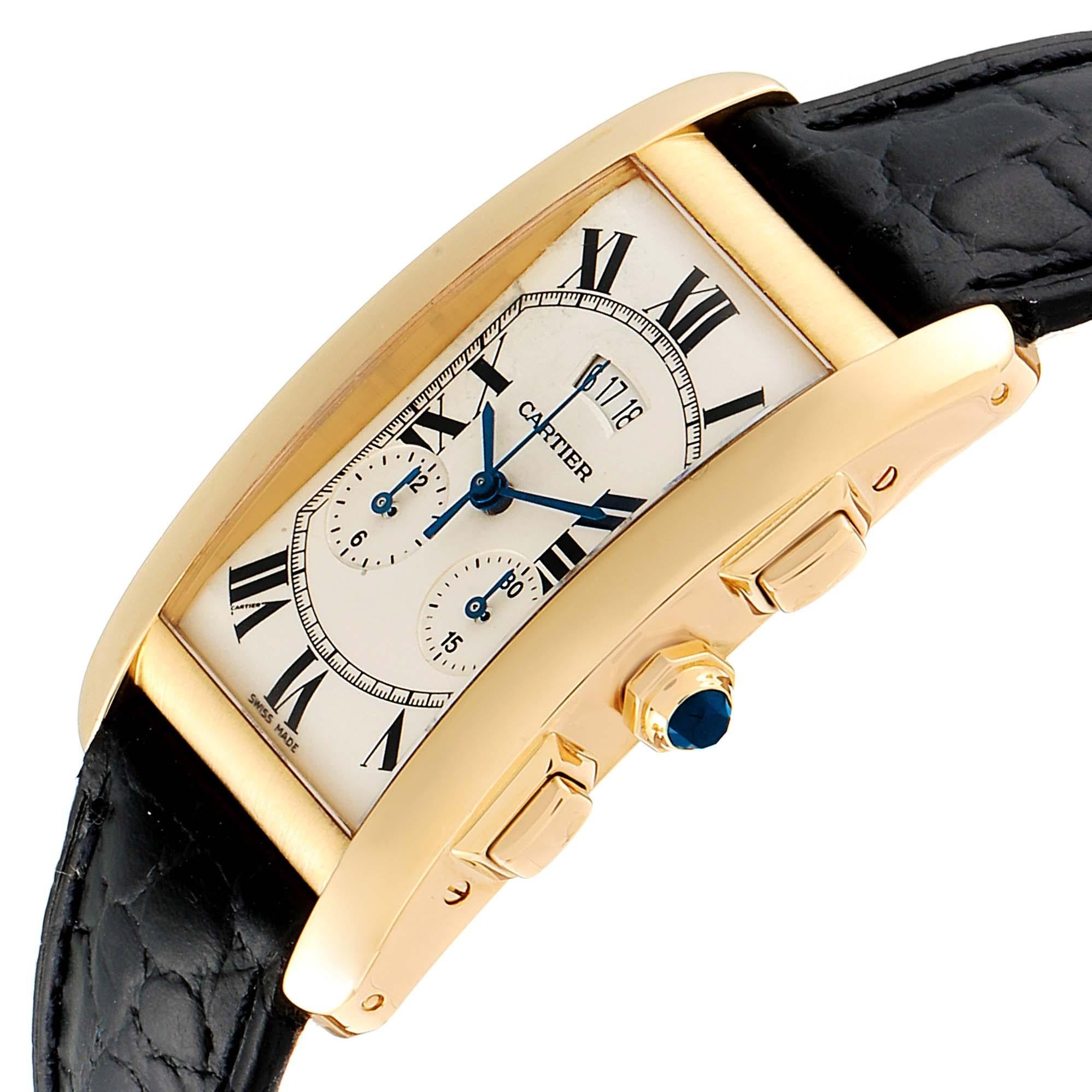 Cartier: Gelbgold-Chronograph-Herrenuhr Tank Americaine 2568 im Angebot 2