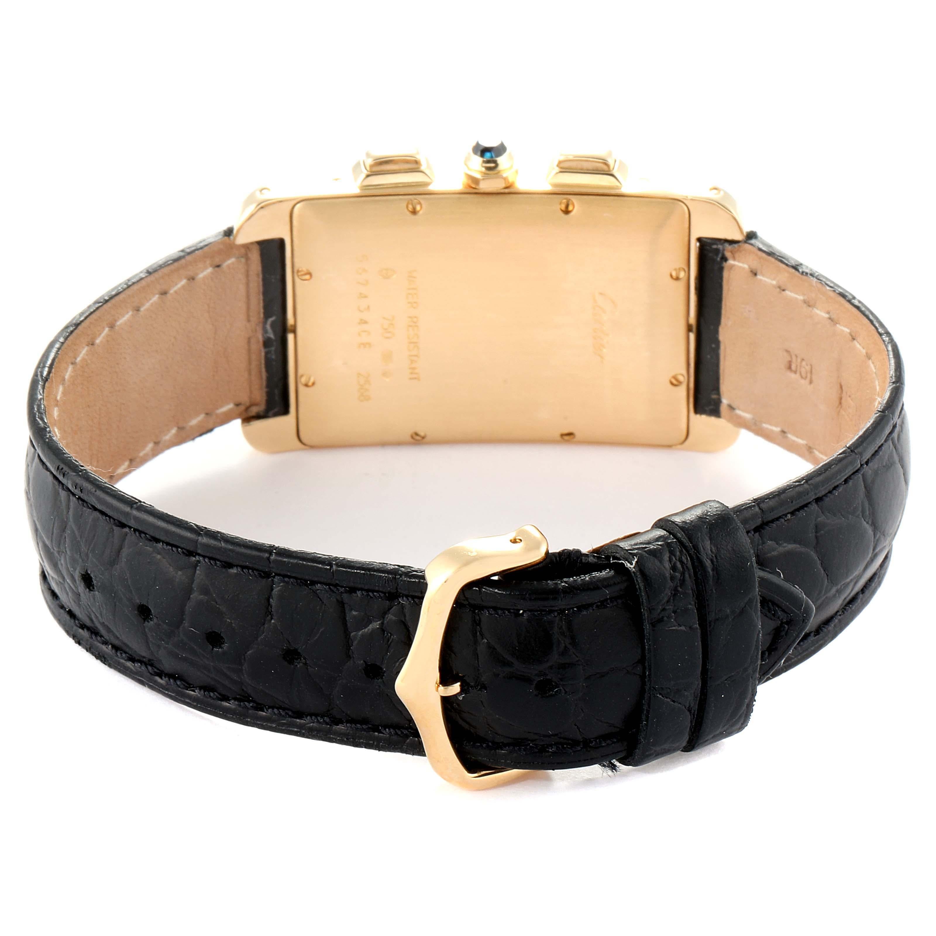 Cartier: Gelbgold-Chronograph-Herrenuhr Tank Americaine 2568 im Angebot 4
