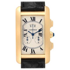 Cartier: Gelbgold-Chronograph-Herrenuhr Tank Americaine 2568