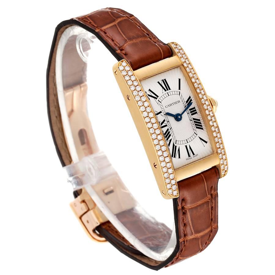 Cartier Tank Americaine Gelbgold Diamant Damenuhr WB701251 Box im Zustand „Hervorragend“ im Angebot in Atlanta, GA