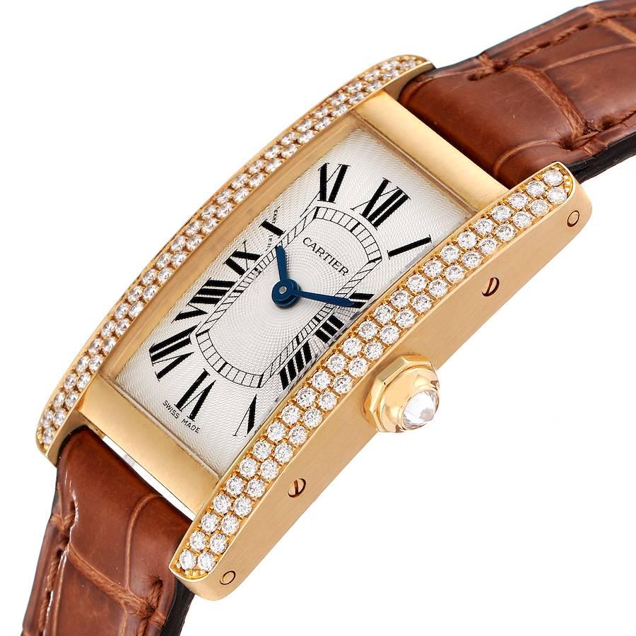 Cartier Tank Americaine Gelbgold Diamant Damenuhr WB701251 Box im Angebot 2