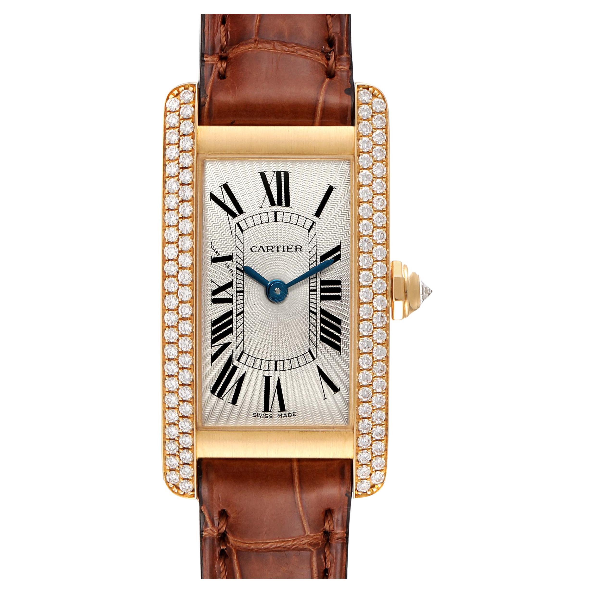 Cartier Tank Americaine Yellow Gold Diamond Ladies Watch WB701251 Box