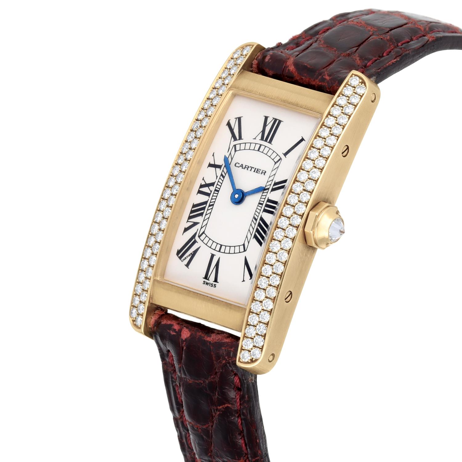 Modern Cartier Tank Americaine Yellow Gold Diamond Ladies Watch WB701251