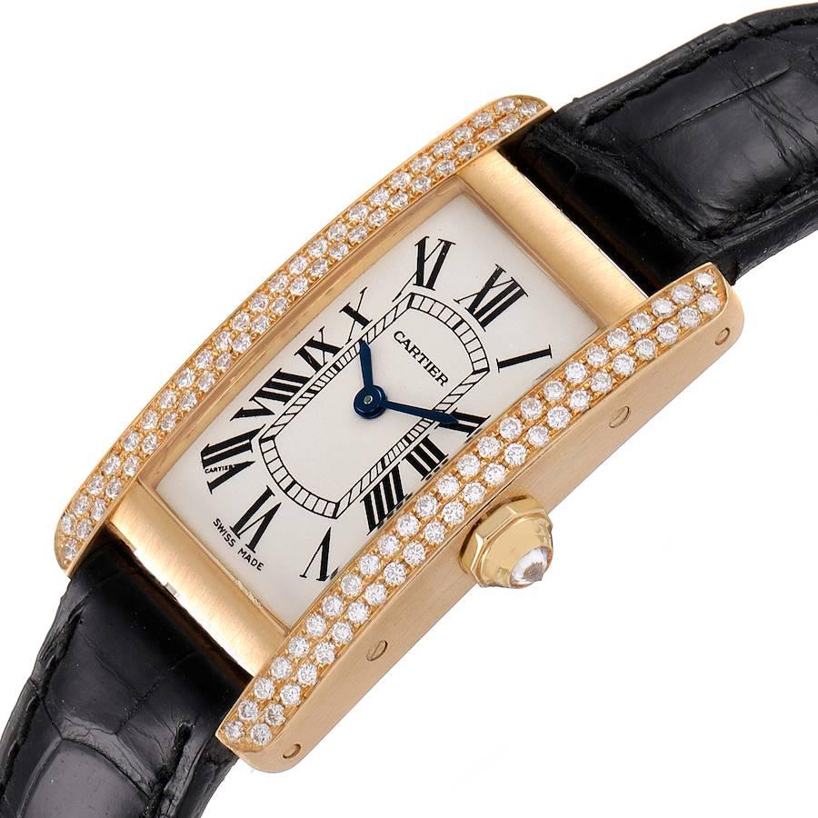 Cartier Tank Americaine Yellow Gold Diamond Ladies Watch WB701251 In Excellent Condition For Sale In Atlanta, GA