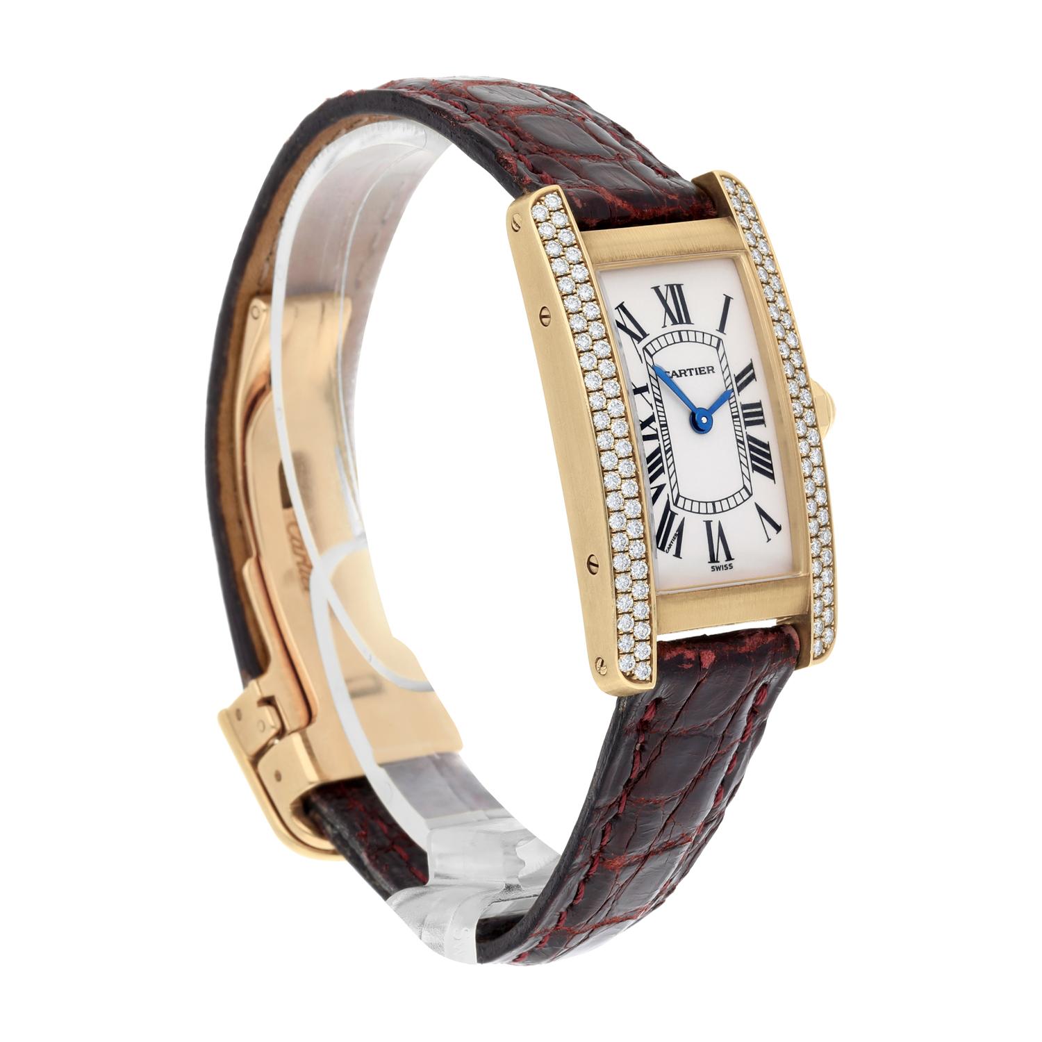 Cartier Tank Americaine Yellow Gold Diamond Ladies Watch WB701251 1