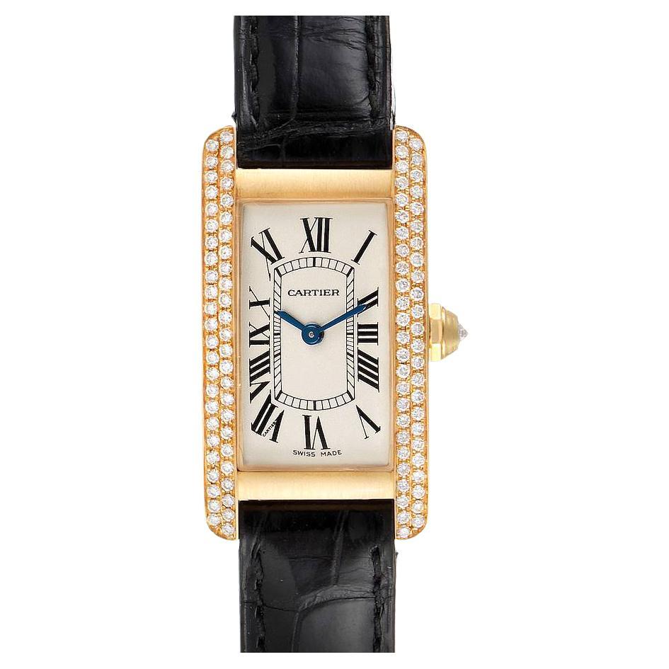 Cartier Tank Americaine Yellow Gold Diamond Ladies Watch WB701251 For Sale