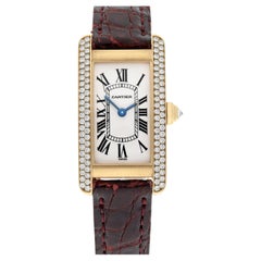 Orologio da donna Cartier Tank Americaine in oro giallo con diamanti WB701251