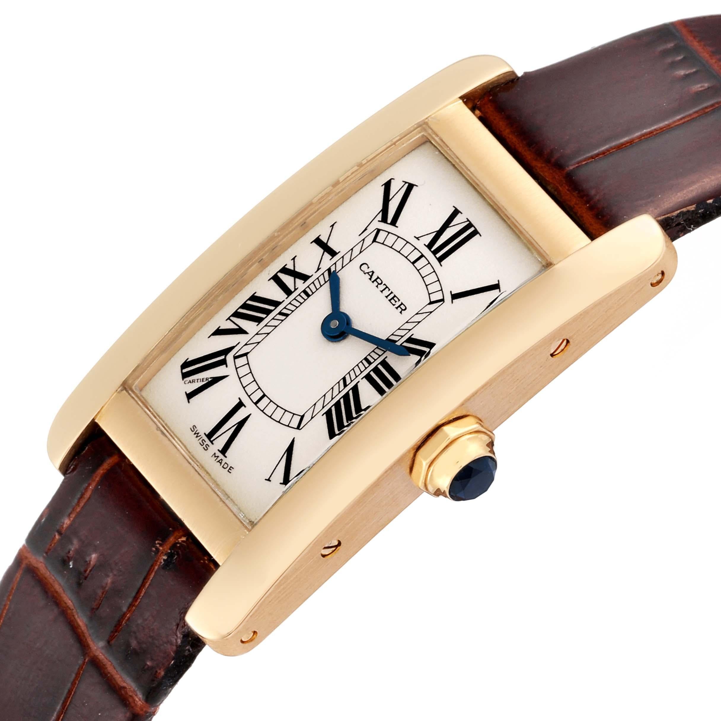 Cartier Tank Americaine Yellow Gold Ladies Watch W26015K2 In Excellent Condition In Atlanta, GA