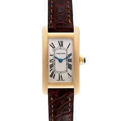 Cartier Tank Americaine Yellow Gold Leather Strap Ladies Watch W26015K2