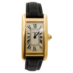 Cartier Tank American 18 Karat Yellow Gold Ivory Roman Dial